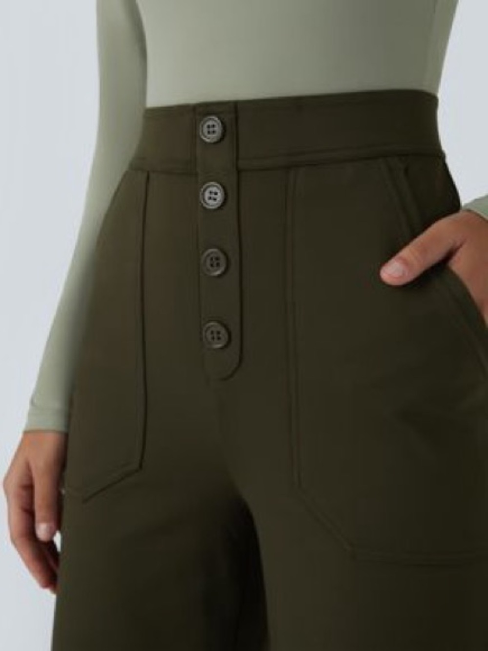 HALARA DayStretch High Waisted Pockets Straight Leg Casual Pants in Forest Night